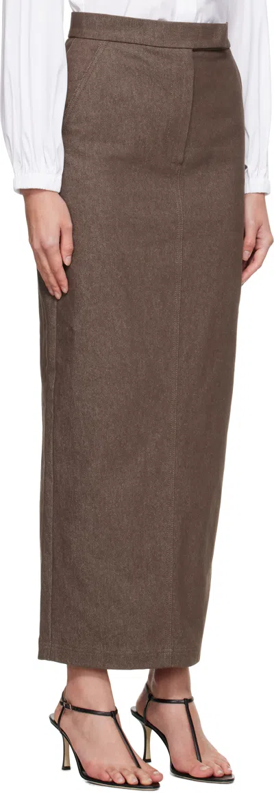 Max Mara Sfilata Woman Denim Skirt Dark Brown Size 8 Cotton