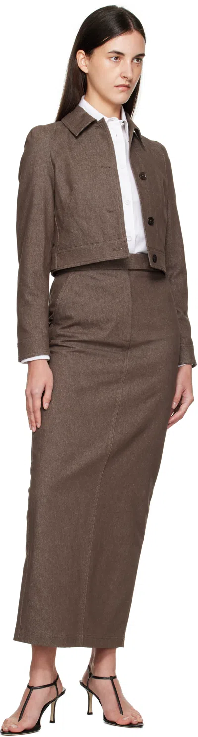 Max Mara Sfilata Woman Denim Skirt Dark Brown Size 8 Cotton