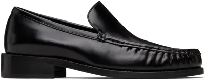 Acne Studios Stamped Monogram Calf Leather Loafers In Black