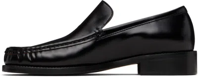 Acne Studios Stamped Monogram Calf Leather Loafers In Black