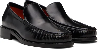 Acne Studios Stamped Monogram Calf Leather Loafers In Black