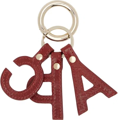 Apc Gold & Red Lettres 'a.p.c.' Keychain In Burgundy