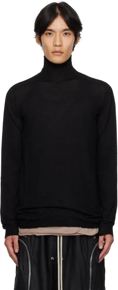 Rick Owens Black Concordians Oversized Turtle Sweater In Black