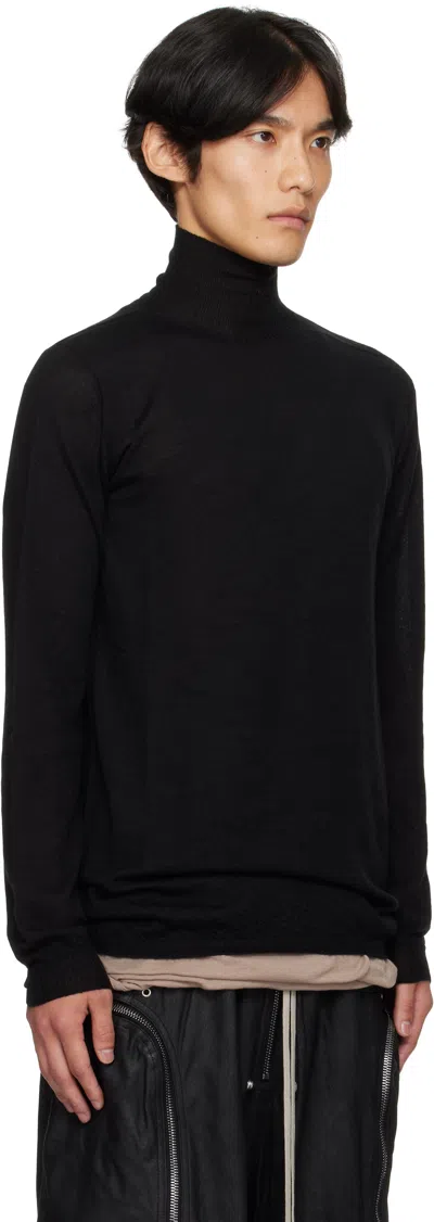 Rick Owens Black Concordians Oversized Turtle Sweater In Black