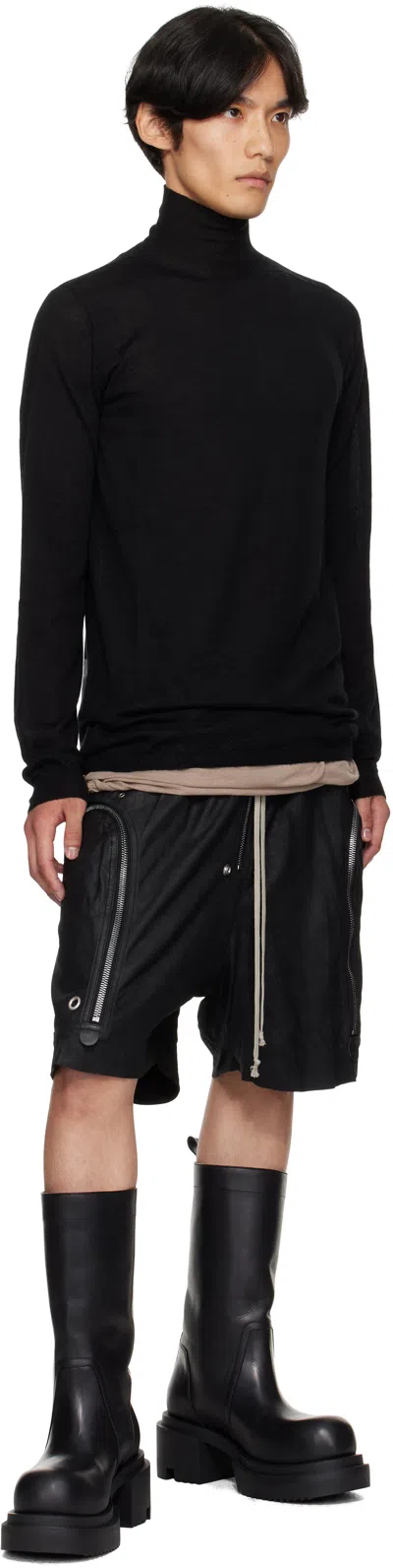 Rick Owens Black Concordians Oversized Turtle Sweater In Black