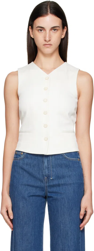 Max Mara Tailored Vest With V-neck And Tie Back In White