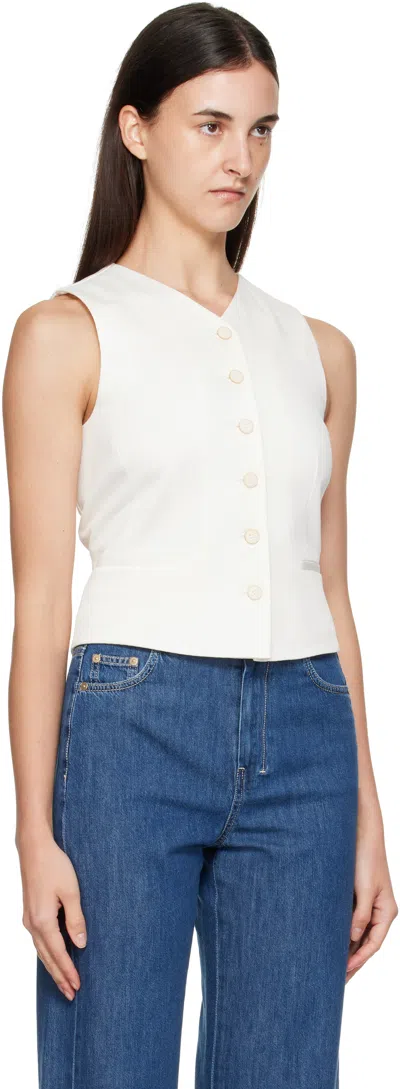 Max Mara Tailored Vest With V-neck And Tie Back In White