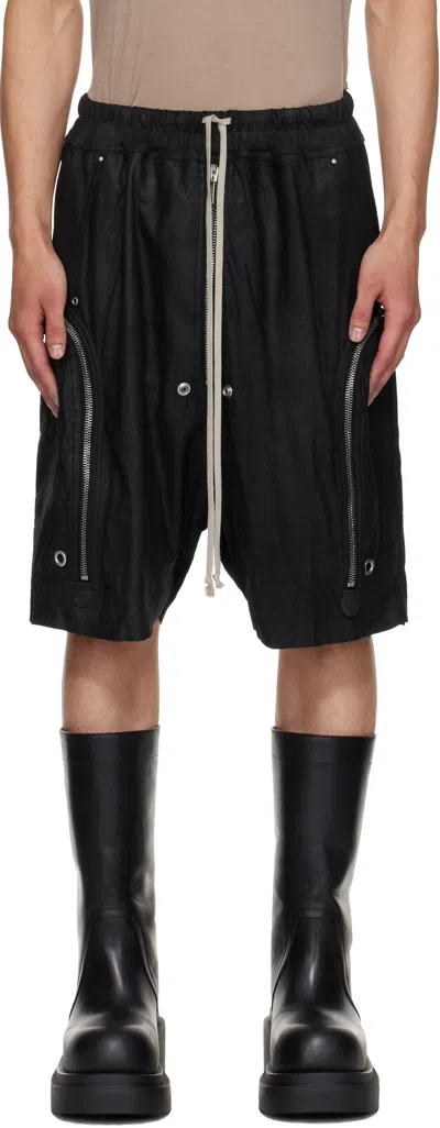 Rick Owens Bermuda Shorts With Elastic Waistband And Zipper Accents In Black