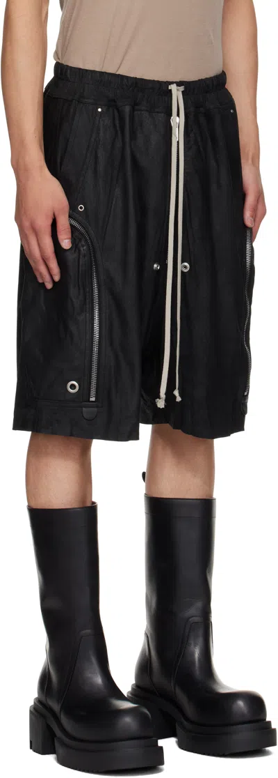 Rick Owens Bermuda Shorts With Elastic Waistband And Zipper Accents In Black