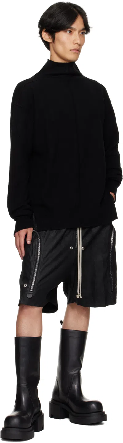 Rick Owens Bermuda Shorts With Elastic Waistband And Zipper Accents In Black