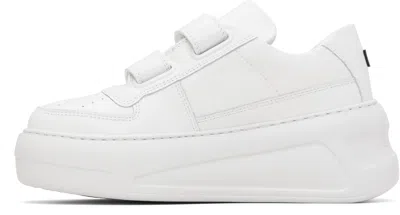 Acne Studios Velcro Strap Platform Sneakers In White Cow Leather