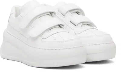 Acne Studios Velcro Strap Platform Sneakers In White Cow Leather