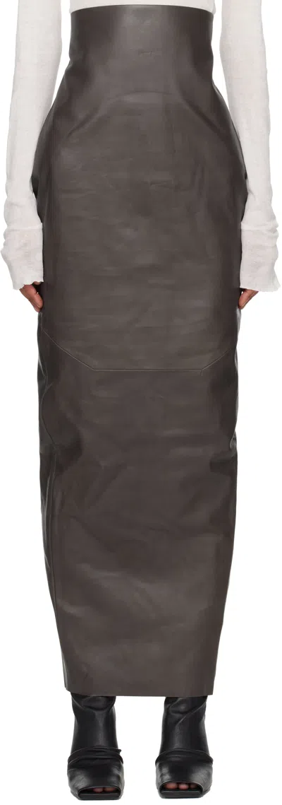 Rick Owens Gray Concordians Dirt Pillar Maxi Skirt In Brown