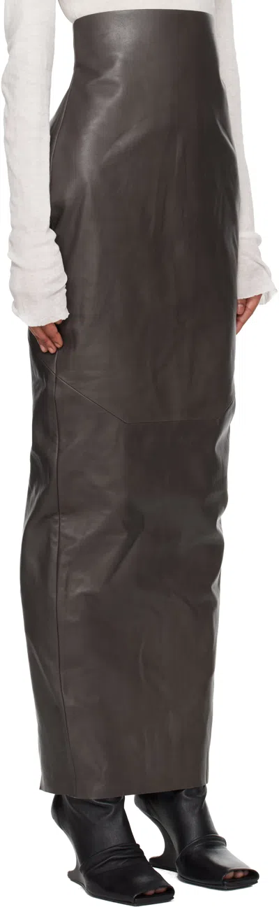 Rick Owens Gray Concordians Dirt Pillar Maxi Skirt In Brown