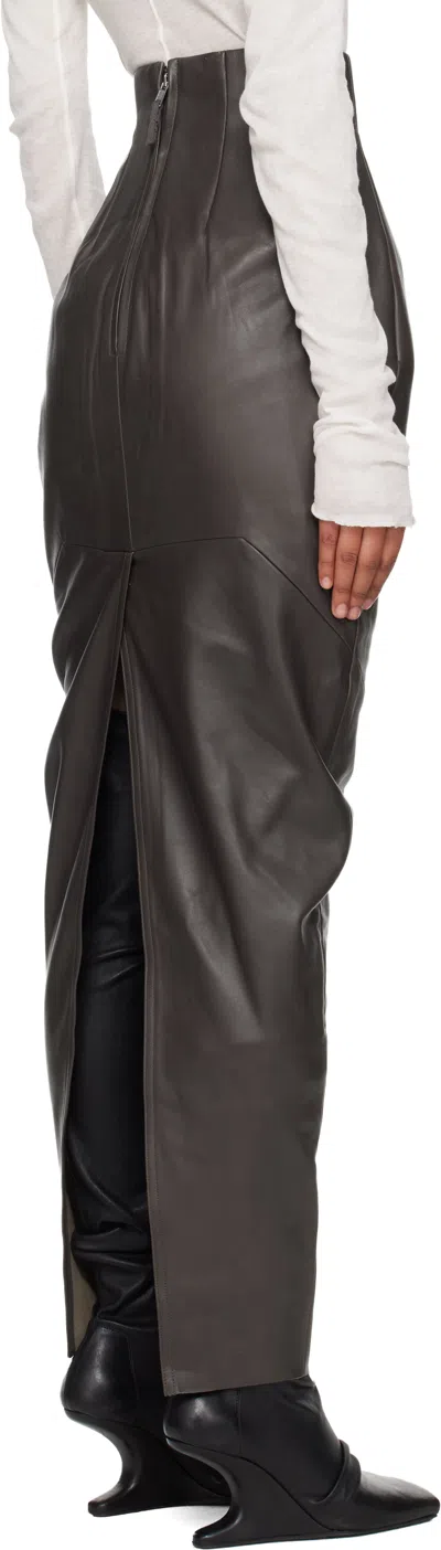 Rick Owens Gray Concordians Dirt Pillar Maxi Skirt In Brown