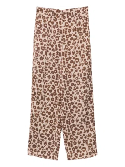 Ba&sh Bloy Leopard-print Pleated Palazzo Pants In Brown