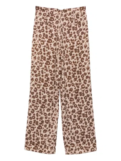 Ba&sh Bloy Leopard-print Pleated Palazzo Pants In Brown