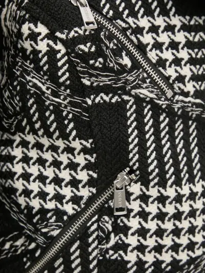 Guess Usa Houndstooth-pattern Biker Jacket In Black