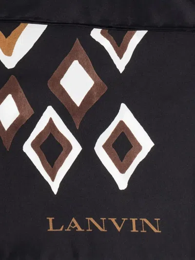 Lanvin Geometric-pattern Silk Scarf In Black
