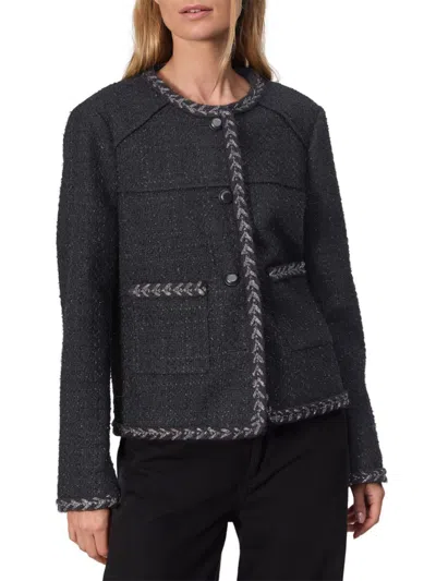 Rag & Bone Cheyenne Whipstitch-trimmed Tweed Lady Jacket In Black