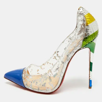 Pre-owned Christian Louboutin Multicolor Pvc And Snakeskin Embossed Leather Debout Pumps Size 40