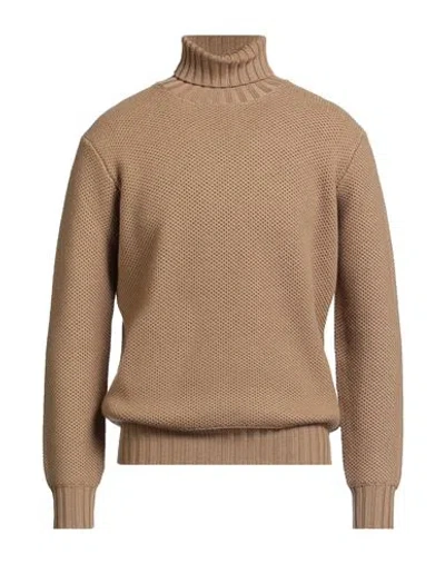 Filippo De Laurentiis Man Turtleneck Camel Size 44 Merino Wool In Brown