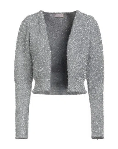 Liu •jo Woman Cardigan Silver Size M Metallic Polyester, Polyamide, Viscose, Polyester In Gray