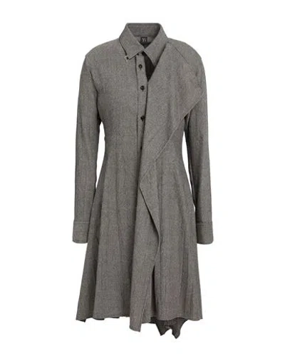 Y's Yohji Yamamoto Woman Midi Dress Grey Size 3 Wool, Polyurethane, Nylon In Gray