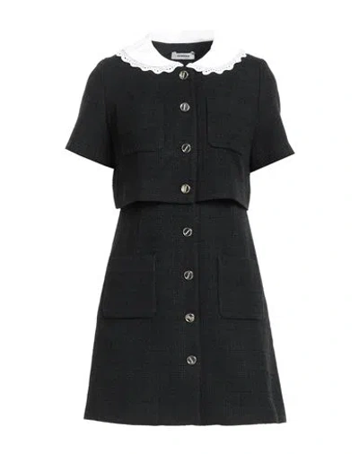 Sandro Womens Detachable-collar Button-down Cotton-blend Mini Dress Black In Black