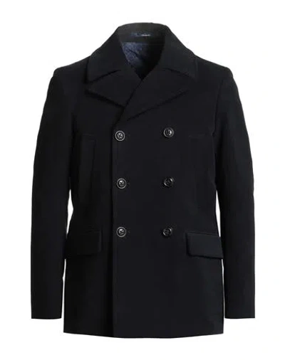 Drumohr Man Coat Midnight Blue Size 42 Cotton In Blue