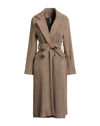 Tensione In Woman Overcoat & Trench Coat Camel Size M Polyester, Wool, Cotton, Acrylic, Silk In Brown