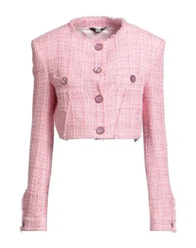 Gcds Short Frayed Edge Textured Jacket In Pink