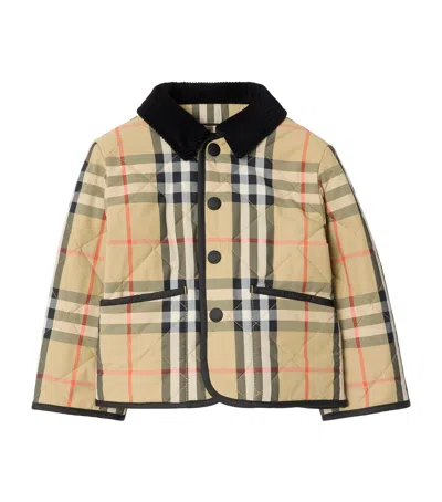 Burberry Boy's Milo Check Quilted Jacket In Nude