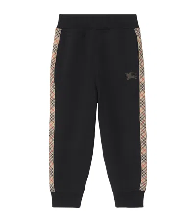 Burberry Jackson Check Trim Cotton Jogging Pants In Black