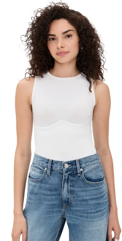 Fleur Du Mal Hourglass Rib Thong Bodysuit Ivory In White