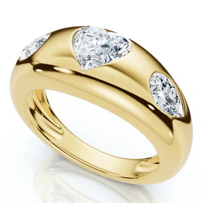 Pompeii3 1 3/10ct Sloan Heart Shape Flush Set Diamond Dome Band 14k Gold Lab Grown Ef/vs In Gold