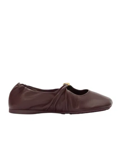 Loewe Burgundy Nappa Leather Pebble Ballerinas