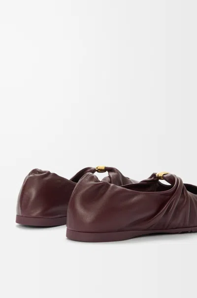Loewe Burgundy Nappa Leather Pebble Ballerinas
