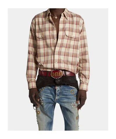 Dsquared2 Plaid Shirt With Lurex Thread In Neutral