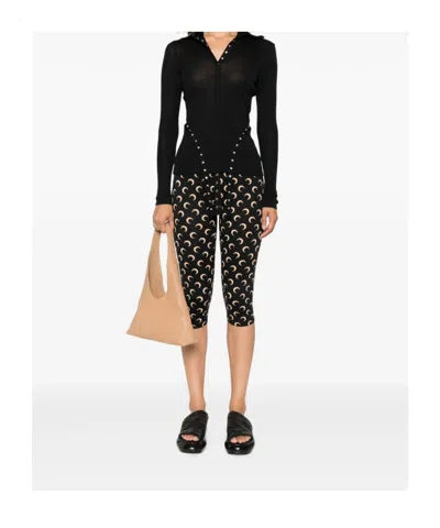 Marine Serre Recycled Moon Jersey Capri Leggings In Blue