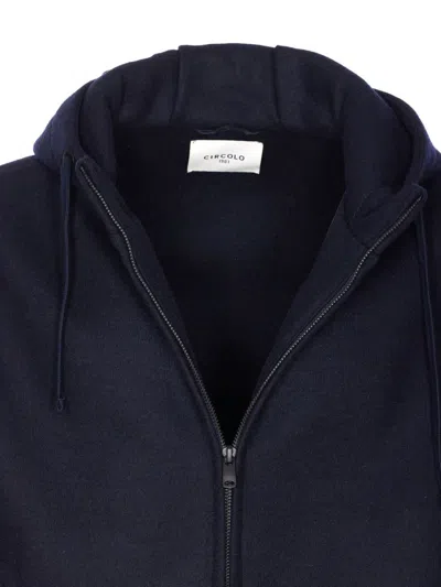 Circolo 1901 Hooded Sweatshirt With Drawstring And Pockets In Blue