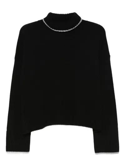 Pinko High-neck Cropped Sweater In Black