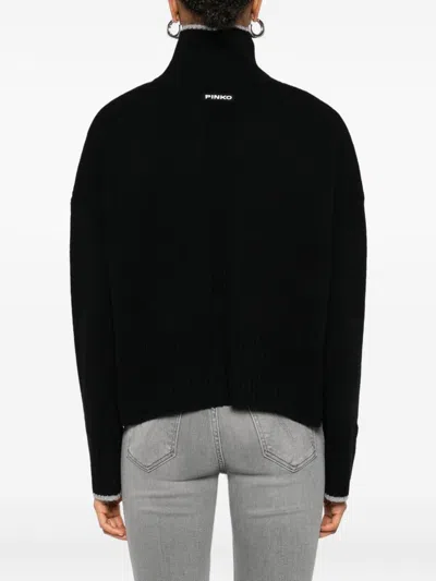 Pinko High-neck Cropped Sweater In Black