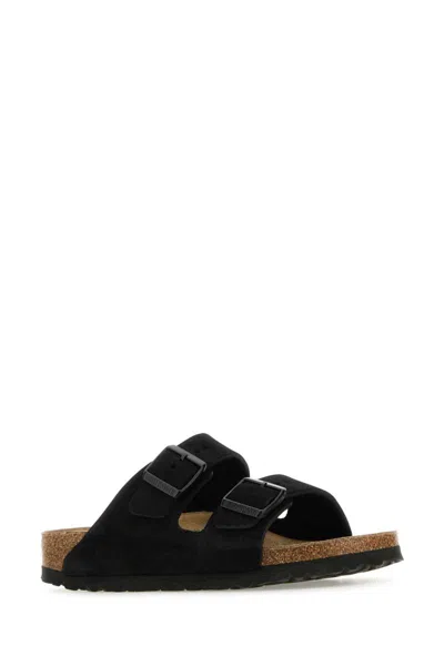 Birkenstock Arizona Suede Sandals With Buckled-straps In Black