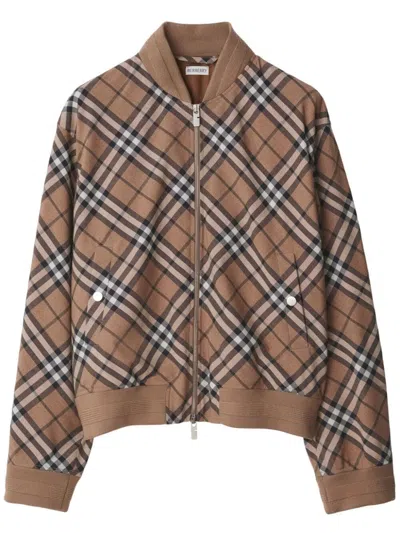 Burberry Linden Check Wool Blend Harrington Jacket In Linden Ip Check