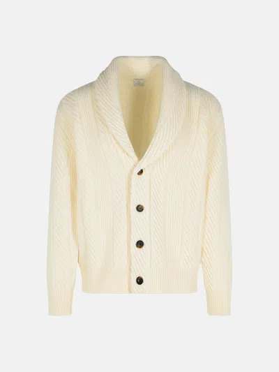 Eleventy Ivory Wool Blend Cardigan In Yellow
