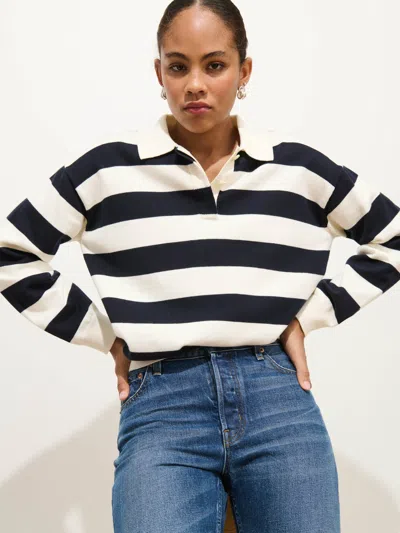 Alex Mill Bond St Striped Polo In Cotton Cashmere In Black