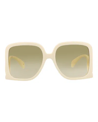 Pre-owned Gucci Women's  Squareframe Injection Sunglasses In Ivory Ivory Brown (gg1326s/30013845/002)