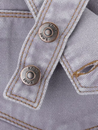 Knot Button-fastening Overalls In Purple