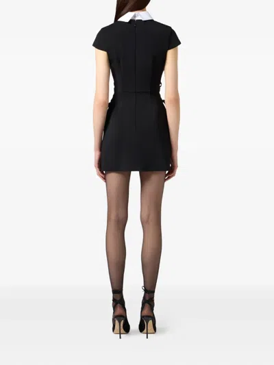 Elisabetta Franchi Mini Dress With Contrasting Collar And Decorative Clasps In Black